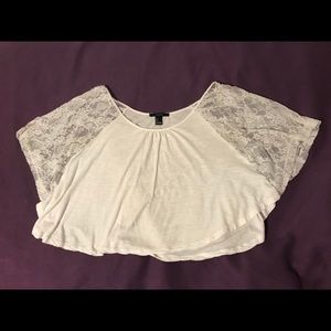 Lacey White Crop Top with Floral Design.